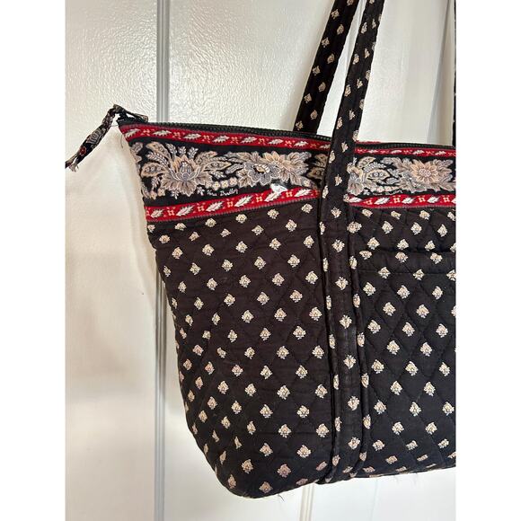 Vintage Vera Bradley Miller Shoulder Black Tote Bag | Overnight Luggage - Picture 2 of 8